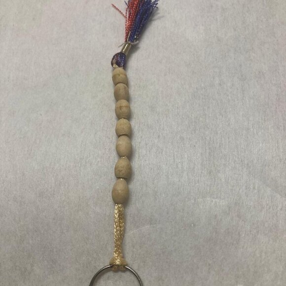 Short Wooden Beaded Keyring Handmade Tan Beaded Keychain New keyholder - Picture 4 of 6